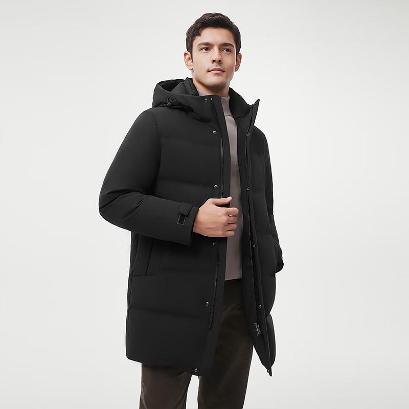 Tanboer Men's Mid-Length Hooded Down Jacket