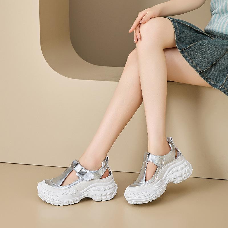 

Height increase women s summer new small fashion soft-soled muffin sports platform sandals women s outer wear 39 серебряный