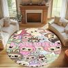 Labubu Print Round Rug, Washable Floor Carpet, For Entryway Dorm Laundry Room Office Study, Home Decor Birthday Christmas Gift