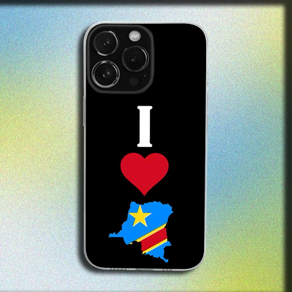 

Democratic Republic Congo Flag Phone Case For iPhone 16,15,14,13,12,11 Plus,Pro,Max,XR,XS,Plus,E,Mini Transparent Soft Cover iPhone16promax
