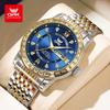 Watches For Men Classics Fashion Original Quartz Wristwatch Zircon Bezel Waterproof Luminous Dual Calendar Display