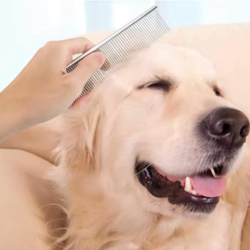 Stainless Steel Pet Dematting Comb for Dogs And Cats - Gently Removes Loose Undercoat Flea Tangles And Knots - Pet Grooming Tool
