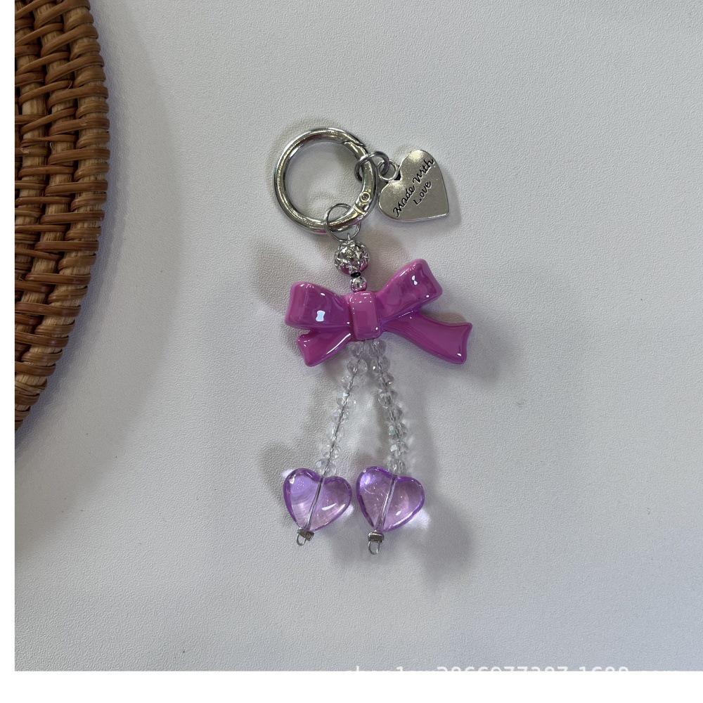 Cherry Heart Phone Chain & Bow Pendant Keychain Accessories