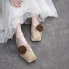 Damskor Ballerinaskor Blomsterdekorationsdesign Damskor Mode Fyrkantig Tå Låg Klack Enkel Sko Mocka Casual Loafers Zapatos Mujer