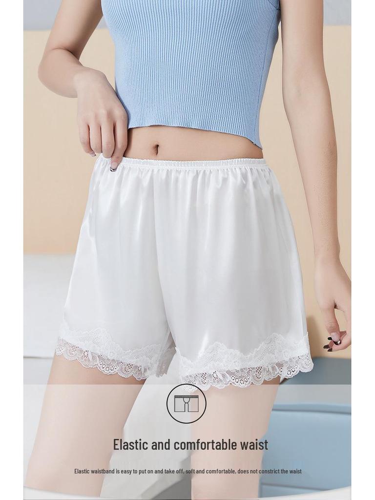 Women's Anti-Exposure Lace Safety Shorts, Lightweight & Non-Curling, Plus Size, Loose Fit for Summer.