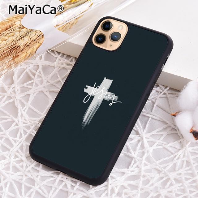 

MaiYaCa Christian Jesus The Cross Black Plastic Phone Case For iPhone 17 Air 16 pro max 15 14 plus 12 13 Cover coque iPhone 11