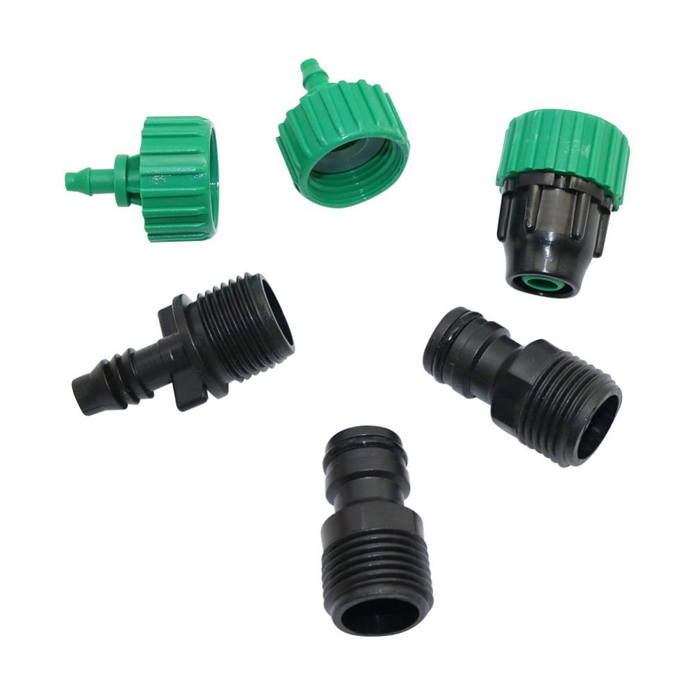 2 Sets Garden Water Kits Of 4/7mm To 8/11mm Barbed Connectors 1/2 Inch 3/4 Inch Male Female Thread Connectors Irrigation Fitting