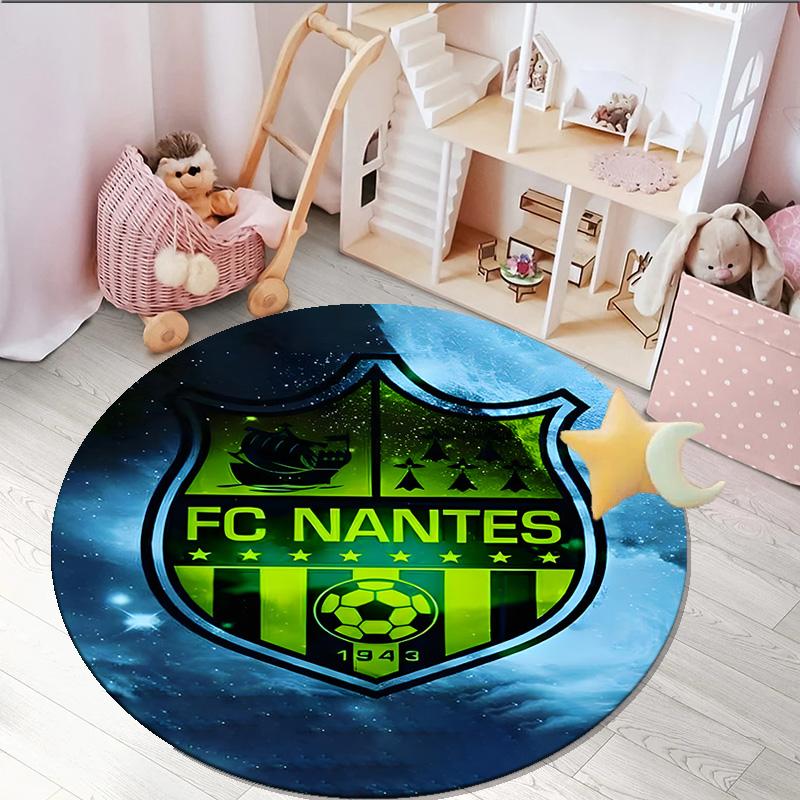 1PC round rug Fc Nan-tes Crest Design Printed Round Area Rug ,Rug For Home Office, Round Chair Rug, Decorative Carpet Fan gifts Christmas gift