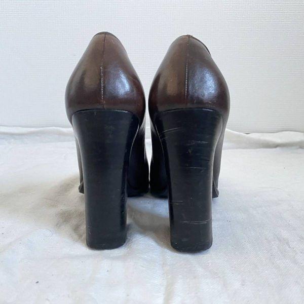 Italy Gucci Pumps 6.5B 23-23.5 Brown High Heel Shoes Women(USED)