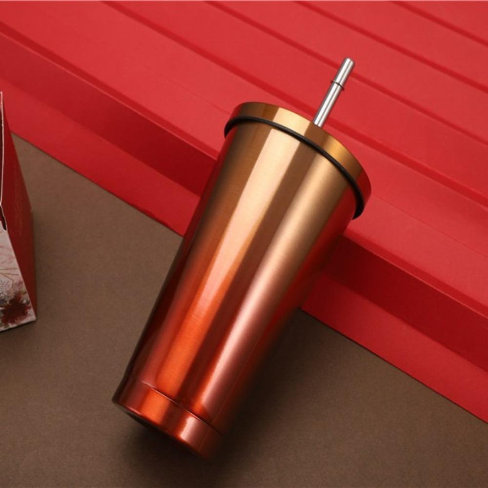 304 Stainless Steel Straw Cup Large Capacity Vacuum Coffee Cup Portable Car Cup Gift Thermos Cup