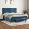 3138101 vidaXL Lit à sommier tapissier et matelas Bleu foncé 180x200cm Velours