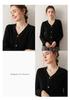 25 Fall/Winter Cashmere V-neck Knit Women's Loose Color Block Cardigan - Fashionable & Comfortable Korean Style Sweater