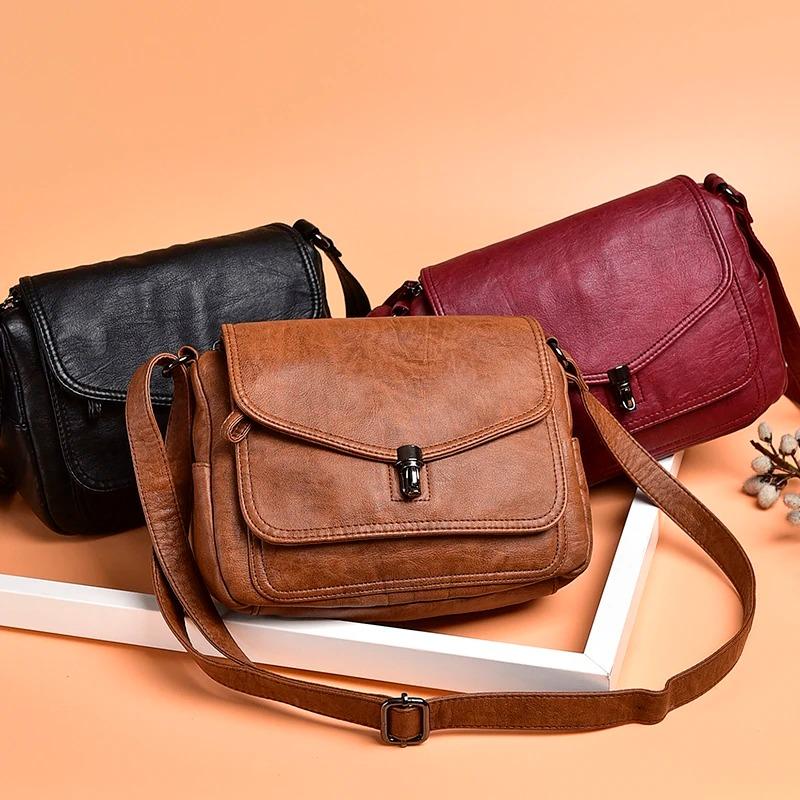 Vintage Soft Leather Femmels' Shoulder Bags Luxury Handbags Women's High Quality Small Crossbody Bag
