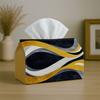 1pc Modern Abstract Contemporary Tissue Holder - Flowing Wave Design In Golden And Black, Sturdy Napkin Organizer for Vehicle, Kitchen, Dining Area, A