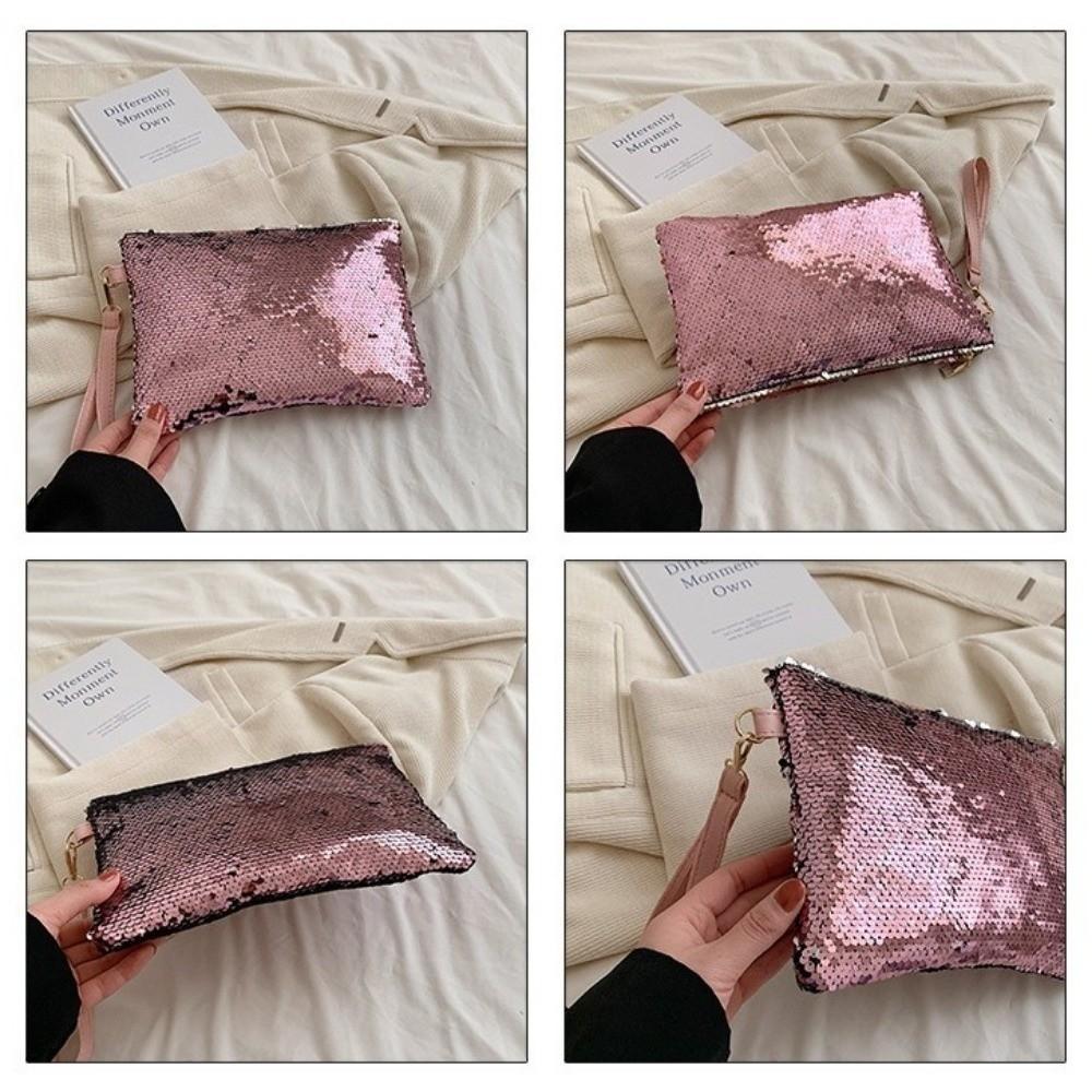 New Shiny Sequins Cosmetic Bag Large Capacity Multifunctional Makeup Bag with Zipper with Handle Storage Bag Women