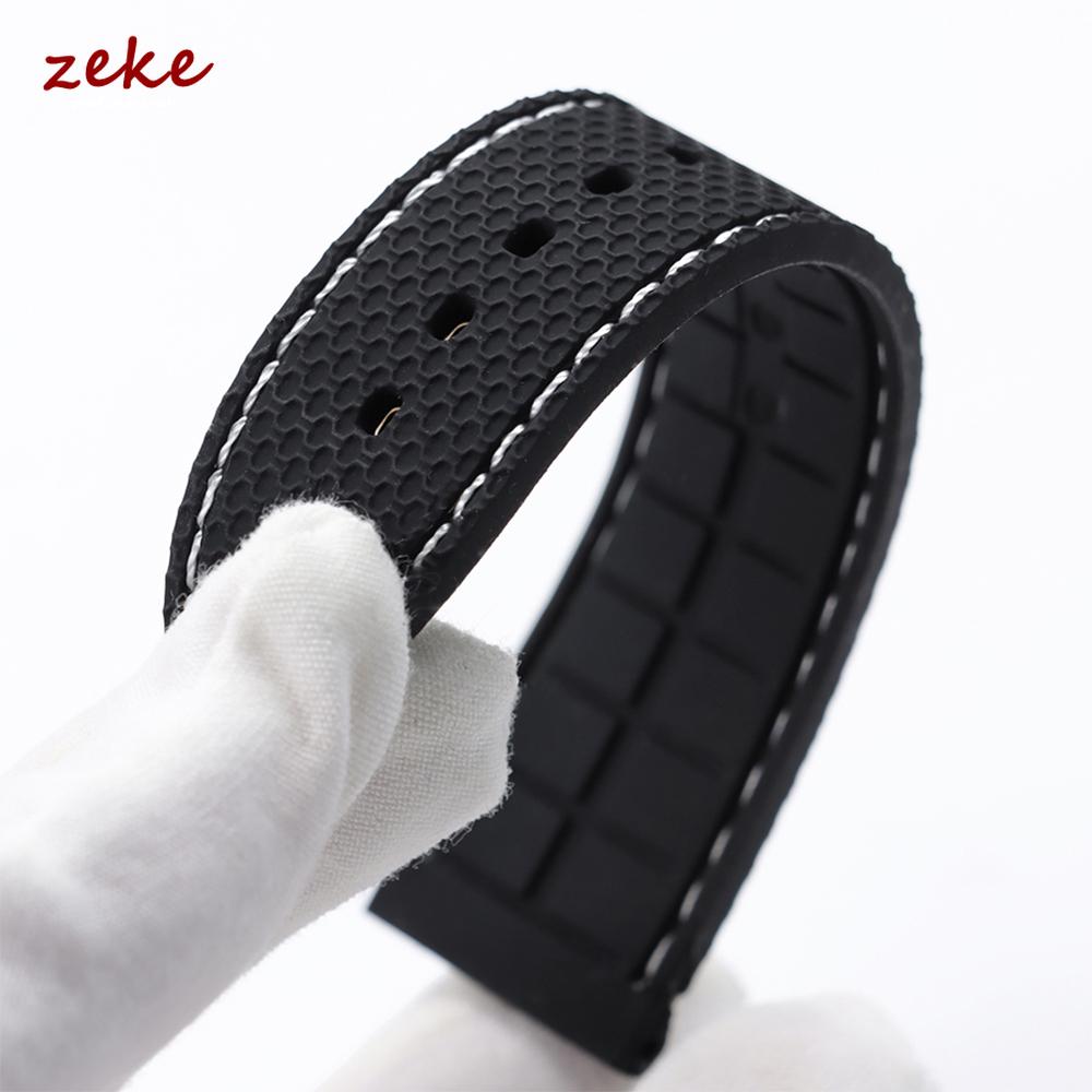 Stitching Sports Black Silicone Watch Band 20mm 22mm 24mm Pin Clasp Rubber Strap for Men Waterproof Bracelet Universal Wristband