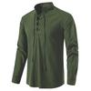 Men's Plus Size Cotton Henry Shirt Hippie Casual Long Sleeve Beach Stand Collar Shirt Man White Black Oversized Tops