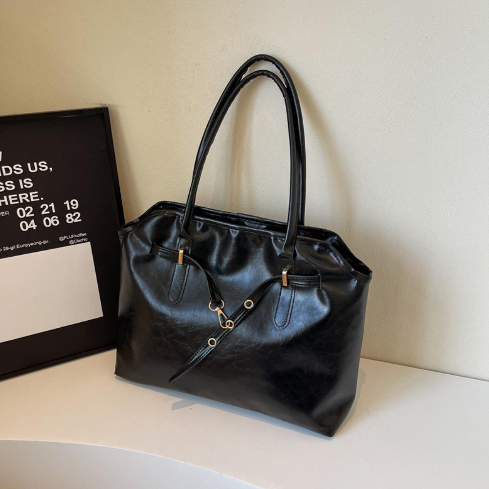 

Коричневый женский портфель в корейском стиле, сумка-тоут, повседневная ретро-сумка через плечо для путешествий чёрный