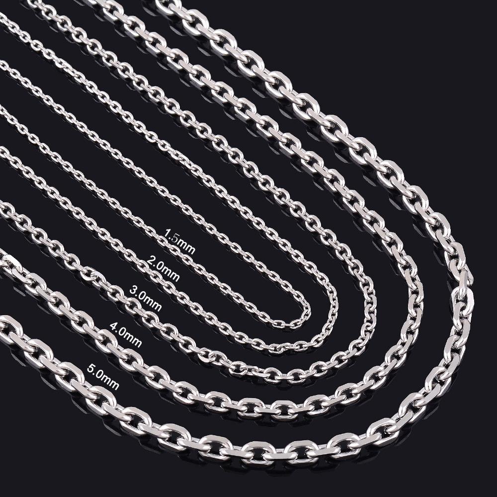 Women Men Stainless Steel Rolo Link O Chain Necklace for Charm Pendant Silver Color Jewelry Making Accessories Christmas Gift