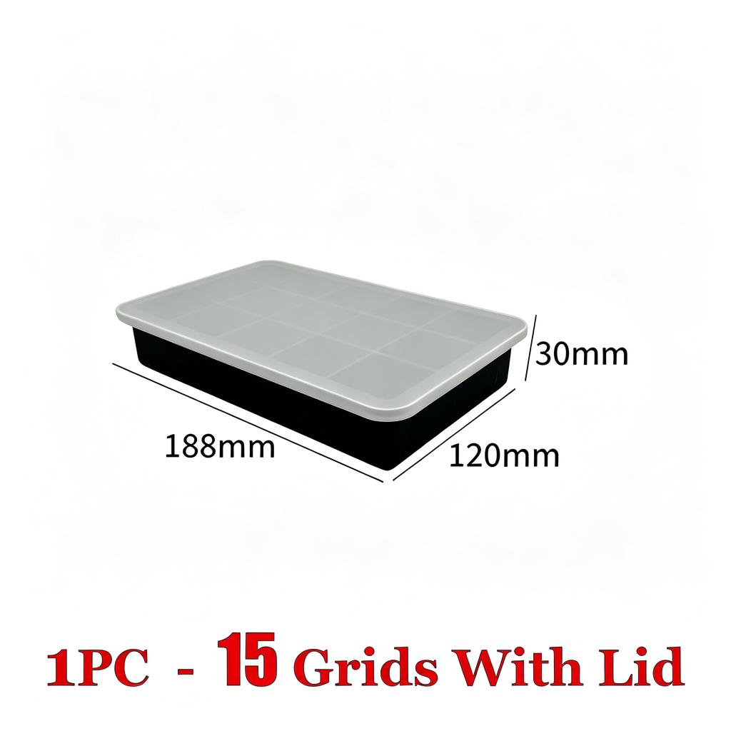 4/6/8/15 Grids Ice Cube Molds Food Grade Silicone Ice Cube Flexible Ice Molds with Lids Big Square Cubed Ice Trays for Whiskey