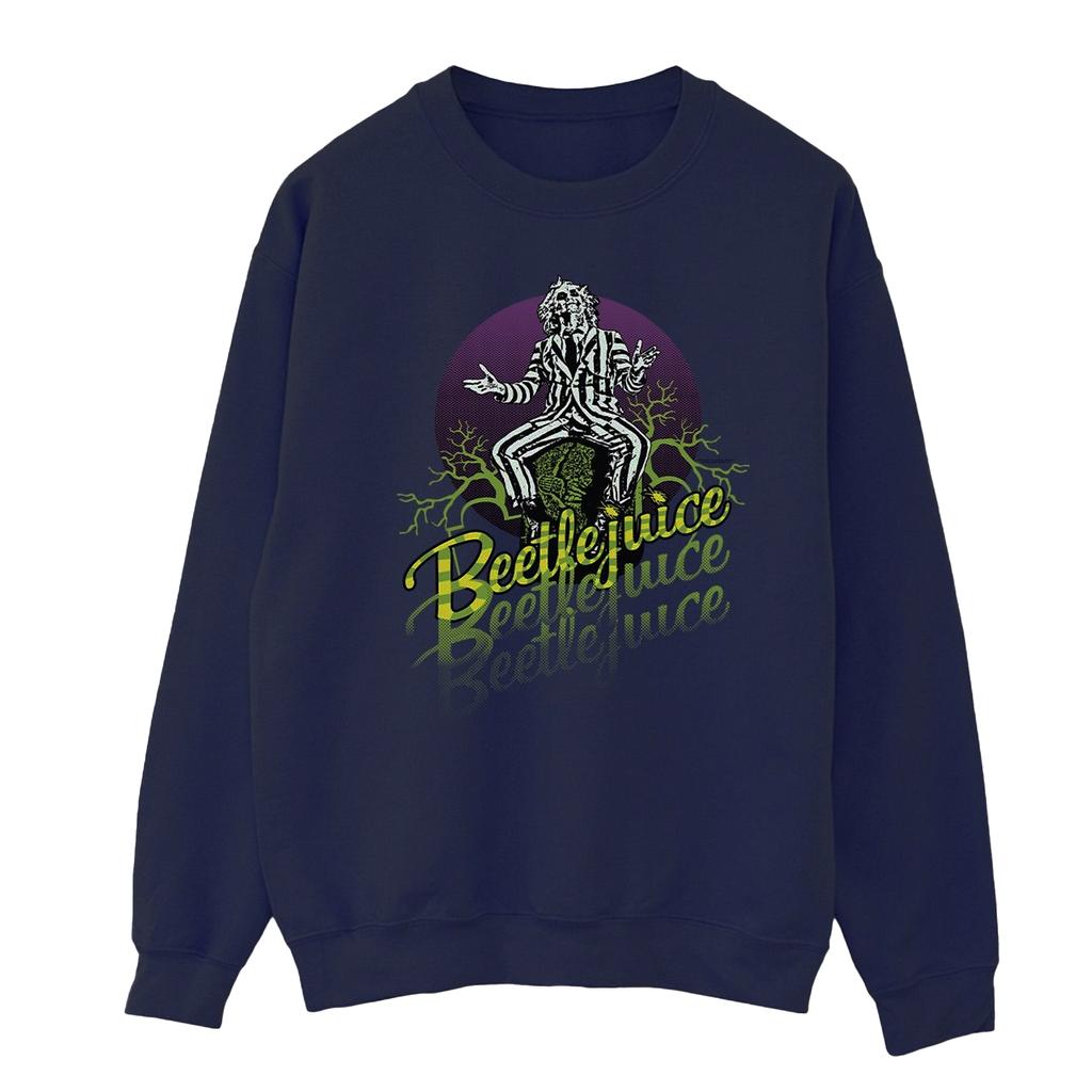 Beetlejuice Mens Purple Circle Sweatshirt