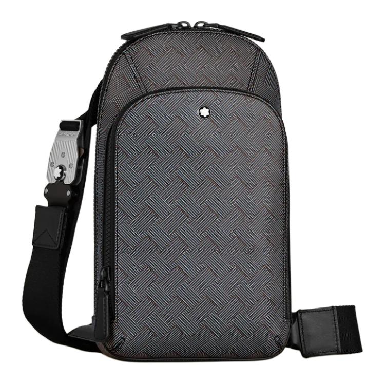 Montblanc Extreme 3.0 Hexagonal White Star Logo Zipper Adjustable Shoulder Strap Leather Handheld Shoulder Crossbody Bag Men Bags Lavender-Gray 198837