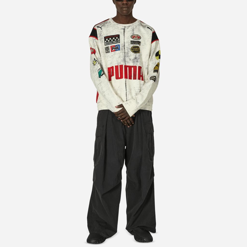 PUMA Collaborative Logo Letter Slim Fit Breathable Casual Crew Neck Pullover Knit Sweater Unisex Tops Warm-White 631042-65