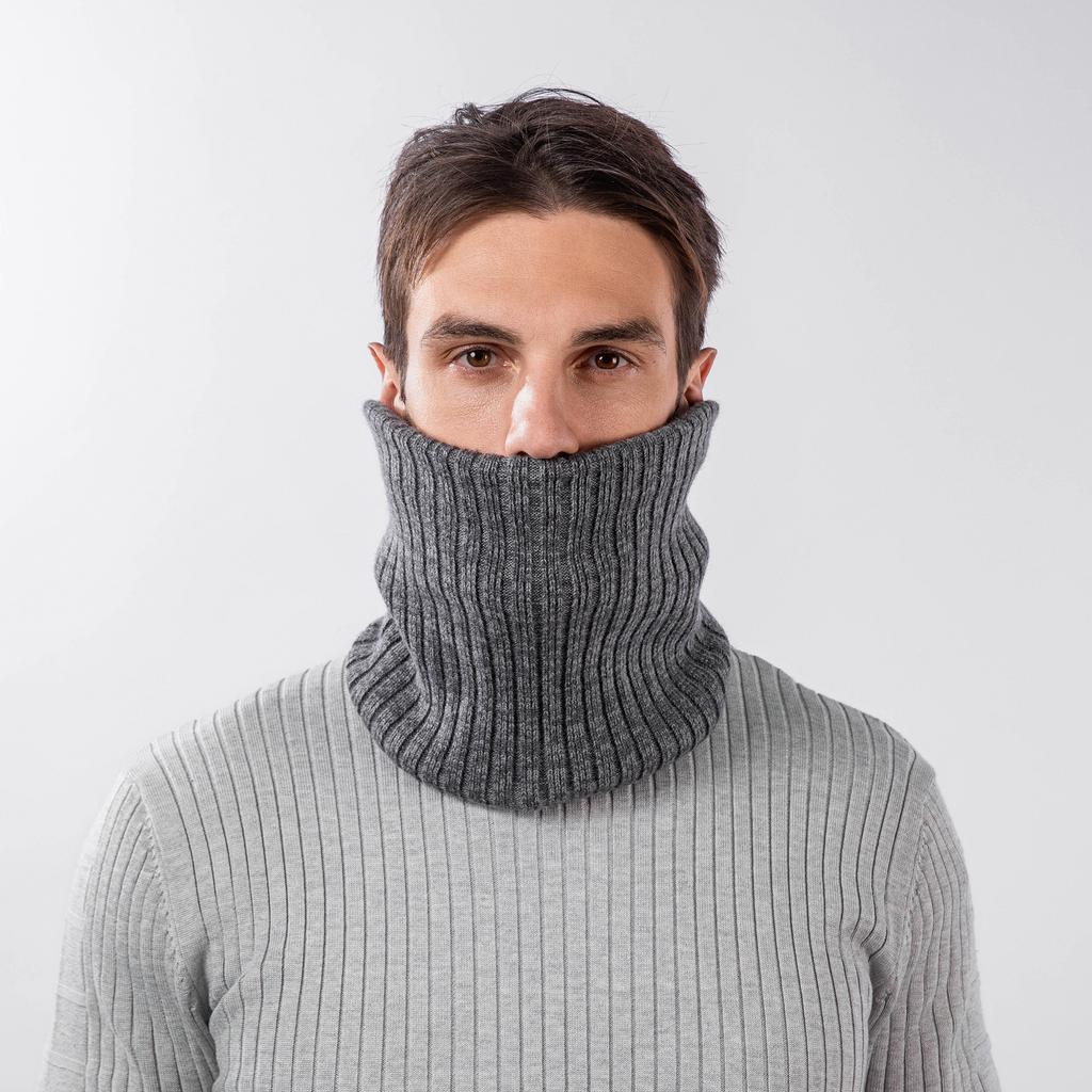 Men and Women's Autumn and Winter Solid Thicken Warm Neck Gaiter Couple's Fashion Striped Knitted Woolen Fleece Lined Neck Warmer