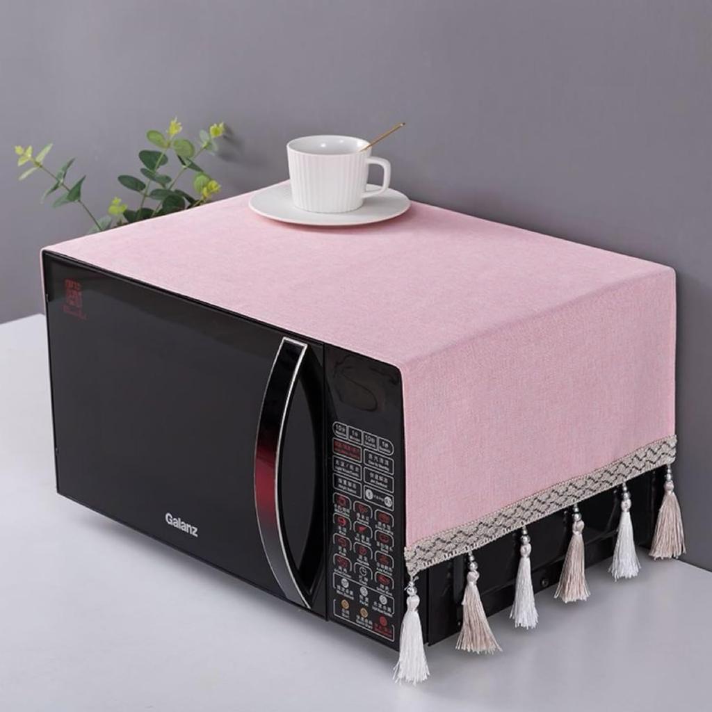 Microwave Oven Top Cover Dustproof Machine Protector Decorative Kitchen Appliance Cover - Grey Small Flower