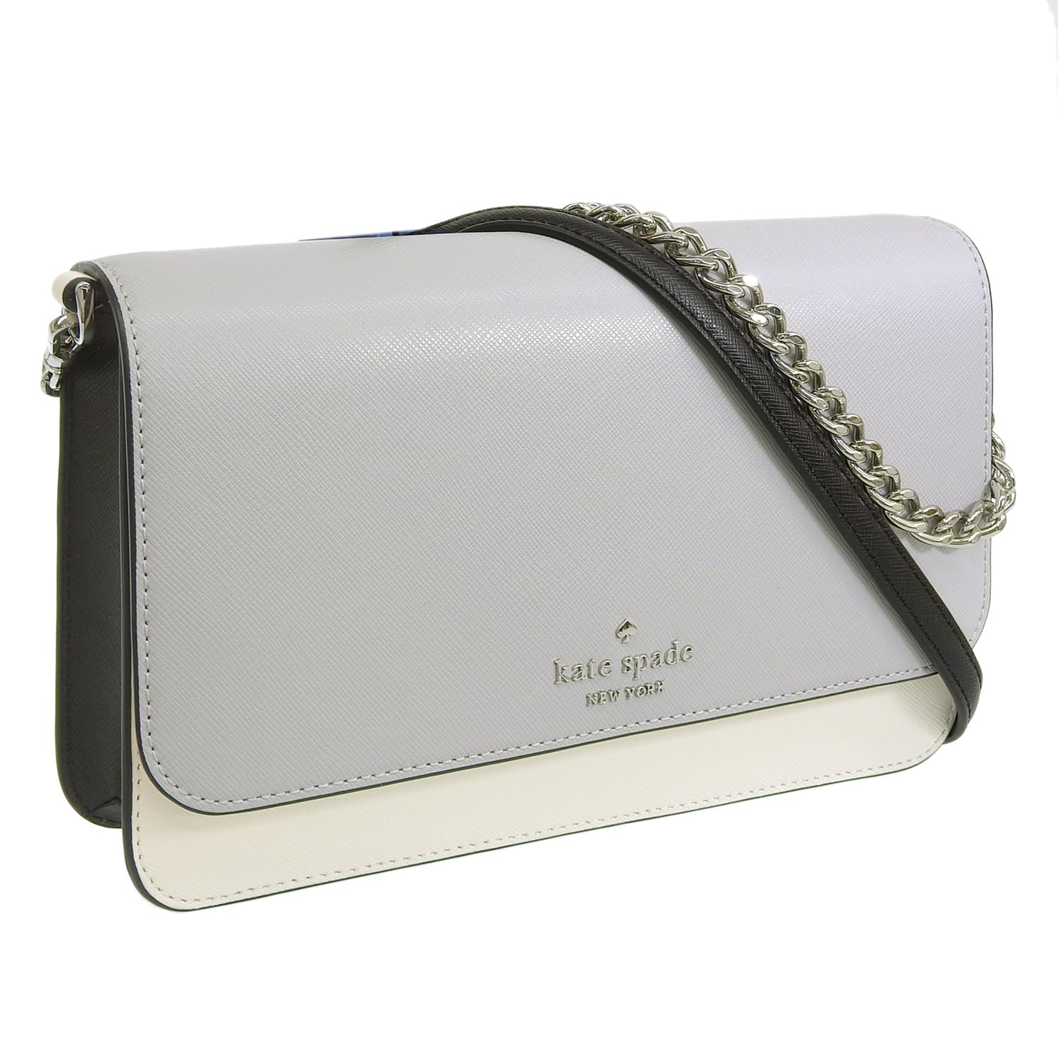 Kate Spade Madison Flap Crossbody Bag, Leather Shoulder Bag, Handbag, 2-Way, Gray Multi, KC623 020, Outlet, Kate Spade [Used]
