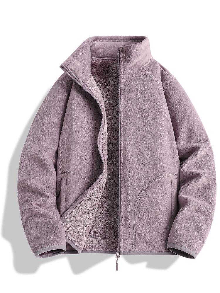 Unisex Fleecejacke mit Stehkragen - Lammfleece-Cardigan für Herbst und Winter, Kundenspezifisches Logo verfügbar