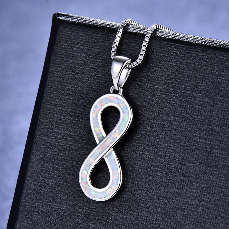

Wish Personality S White Blue Opal 8 Necklace Women s Versatile Clavicle Chain білий