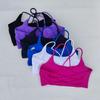 Crossover Spaghetti Strap Sports Bra with Pads for Yoga & Outdoor Jogging