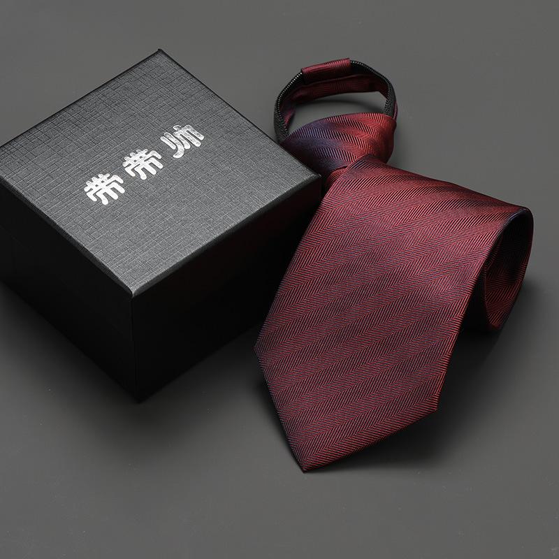 Groom'S Wedding Men'S And Women'S Business Ties, Formal Wear, Black Zipper-Style Korean Version, Narrow Lazy Man, No Stripes, Suit And Tie