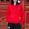 Li Ning Sports Fashion Series Daily Progress Embroidered Badge Printed Color Block Pullover Hoodie Women hoodies Vermilion-Red AWDR022-2
