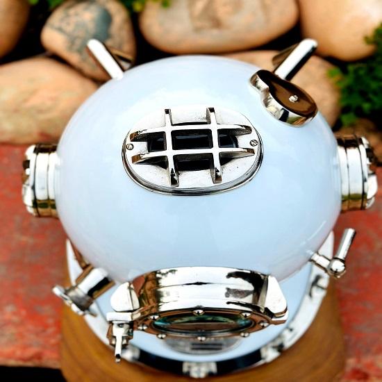 Scuba Diving Helmet White US Navy Mark V Divers Helmet Marine Deep Diving Helmet Diving Helmet Mark V Diving Helmet with Base