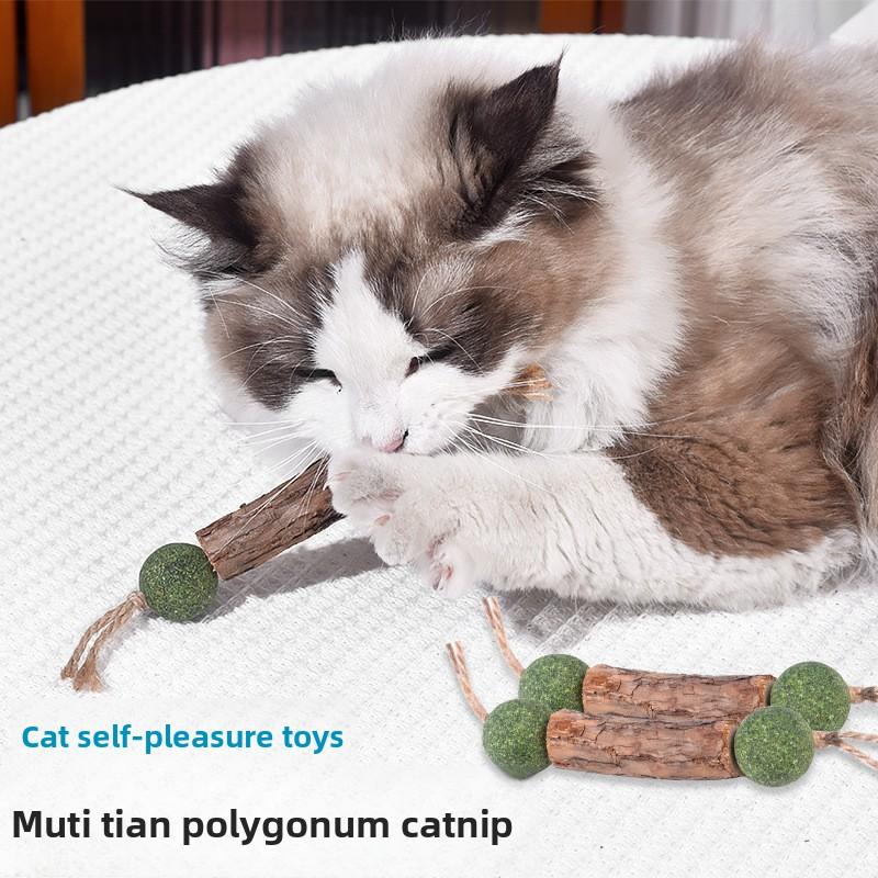 Cat Toys, Wooden Sticks, Cat Mint Toys, Dumbbells, Cat Teasing Toys, Cat Gnawing Toys, Double Knot Mint Balls