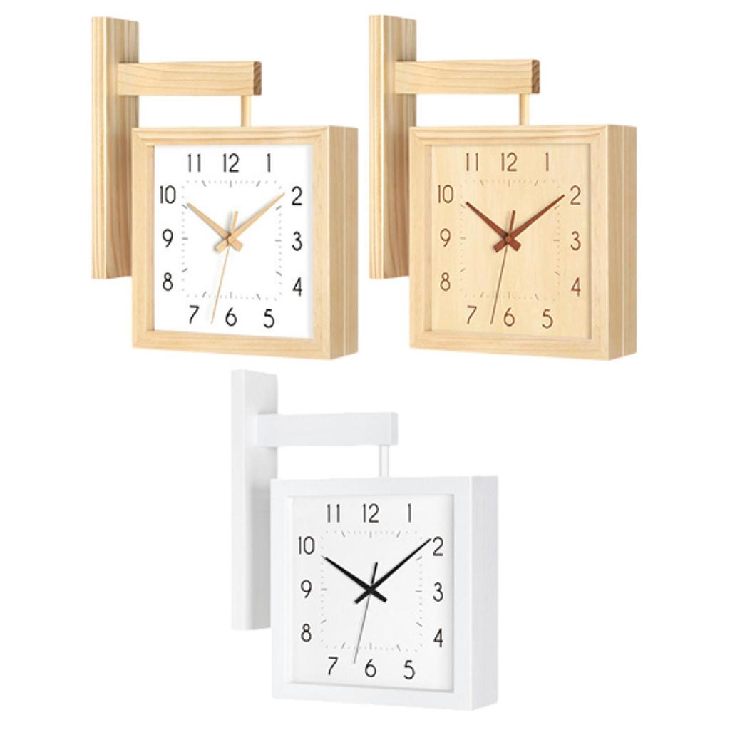 Double Sided Corner Wall Clock Decorative Numeric Marks Modern Non Ticking Silent for Living Room Cafe Bedroom Restaurant Home