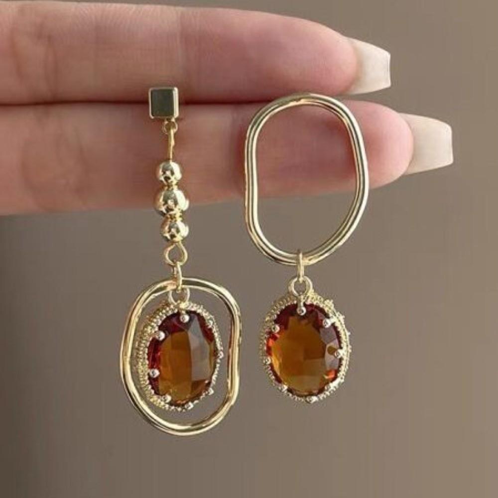 

Zircon Drop Dangle Earrings Charm Vintage Earrings Gift Asymmetric Earrings Party Style B
