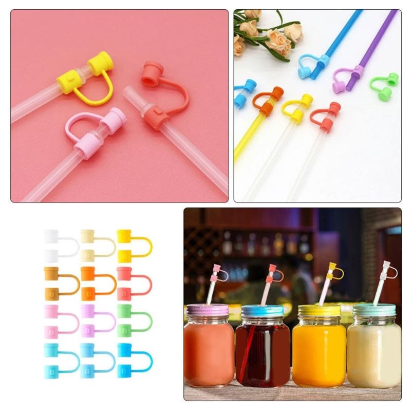 24x/set Rainbow Color Silicone Straw Tips Cover Reusable Drinking Dust Proof Straw Tip Covers 8mm Straw-Topper Straw Tip