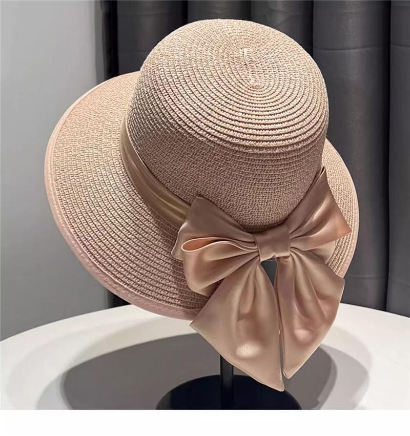 Panama Beach Summer Hat Bowknot Sun Hat Summer Breathable Wide BrimBeach Cap UV Protection Casual Straw Hat ForWomen