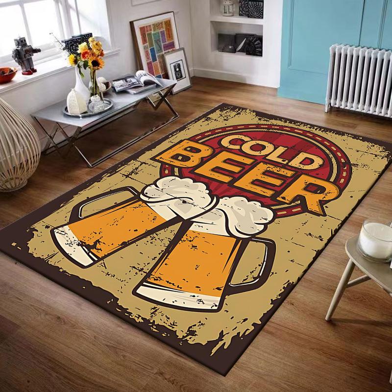 Cold Beer Cheers Design Rug Non-slip rug suitable for living room and bedroom sofas