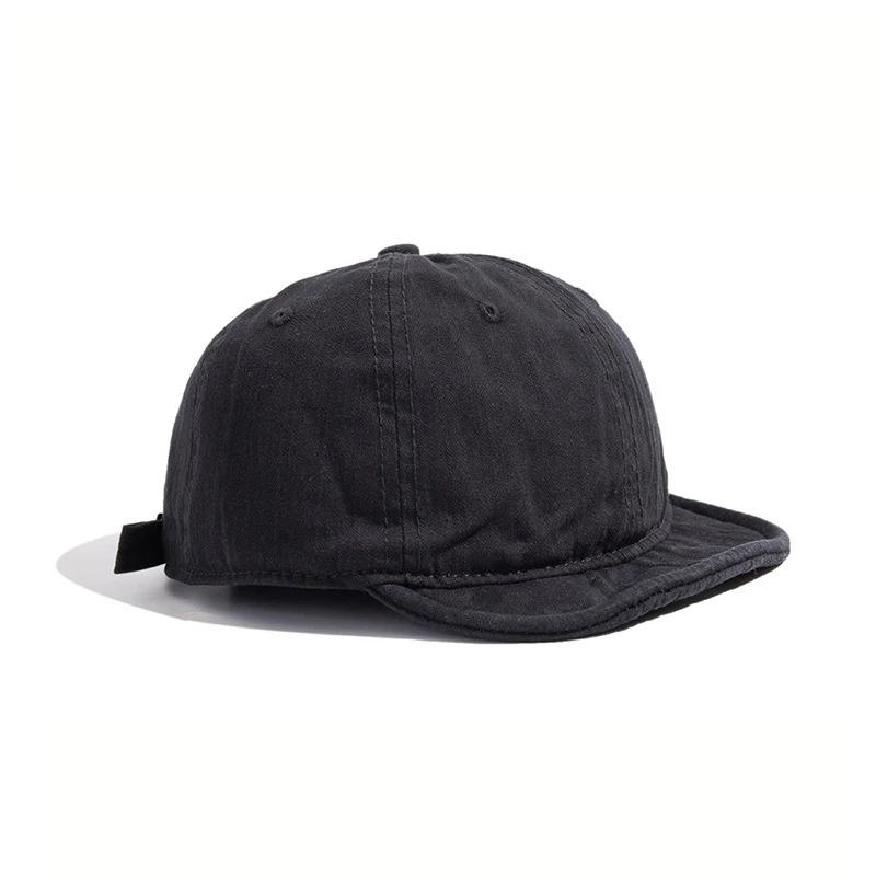 

New Unisex Retro Washed Short Brim Baseball Cap, Adjustable Snapback Hip Hop Sunscreen Design, For Men Women Outdoor Daily Wear чёрный