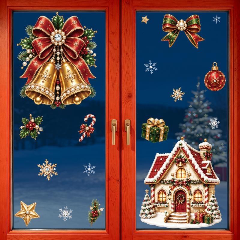 Natale 2027 Nuovi Adesivi per Finestra Babbo Natale Carino Renna Pupazzo di Neve Fiocco di Neve Xmas Adesivi per Vetro Decorazioni per Finestre di Casa Negozio Invernali Regali