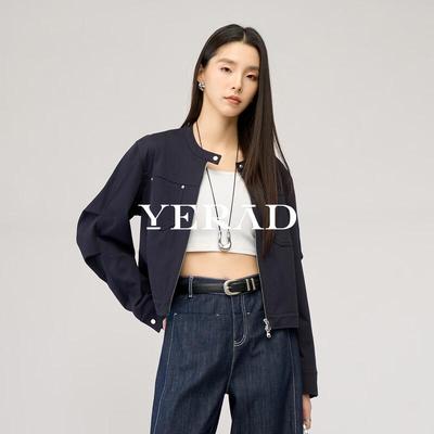 Yalida Women's Loose Fit Stand-Up Collar Short Jacket
