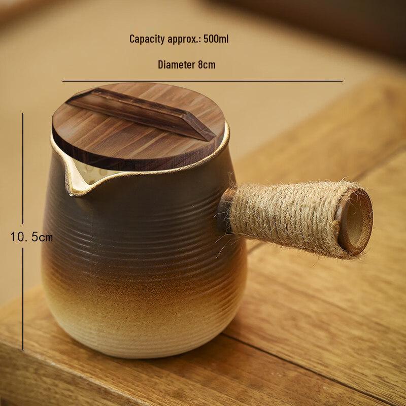 ZISIZ Large Capacity Ceramic Tea Pot with Wooden Lid
