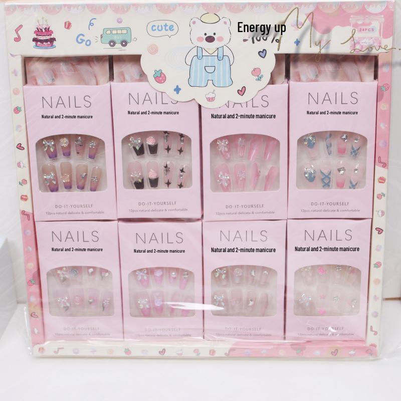 

Новый съемный нейл-арт с несколькими бриллиантами: Квадратные гелевые накладные ногти с наклейками