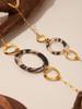 Long Necklace In Stainless Steel With Round Leopard Print Acrylic 18k Gold Plated 80cm/31.5in Sweater Chains Necklaces For Women