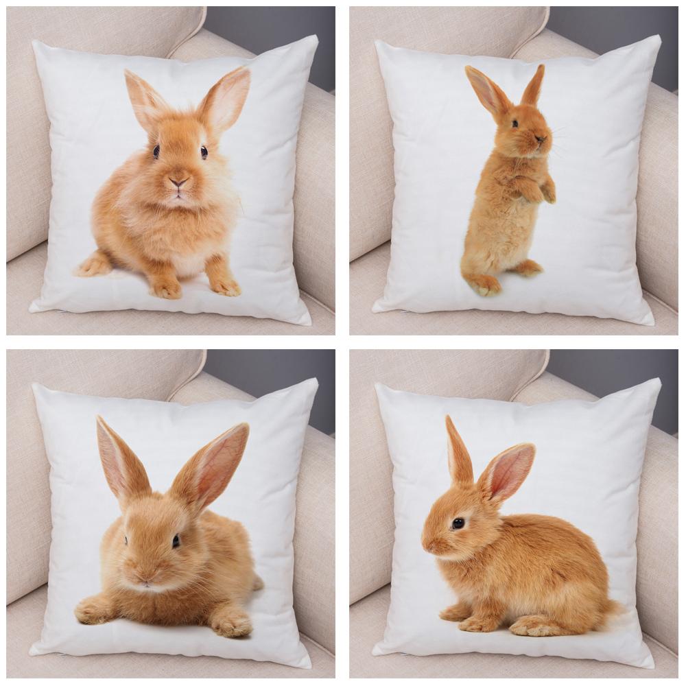 Home Sofa Kids Room Decor Cute Pet Animal Print Cushion Cover Pillowcase  Rabbit