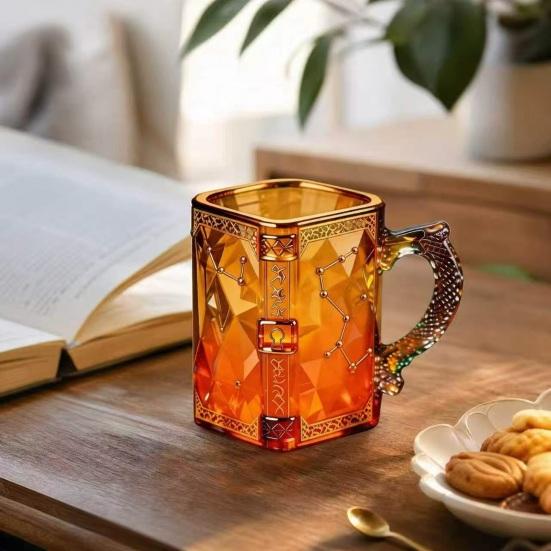Yousheng Magic Constellation Glass Mug, 330ml Zodiac Coffee Cup with Heat Reveal Design, Starry Night Water Glass for Home
